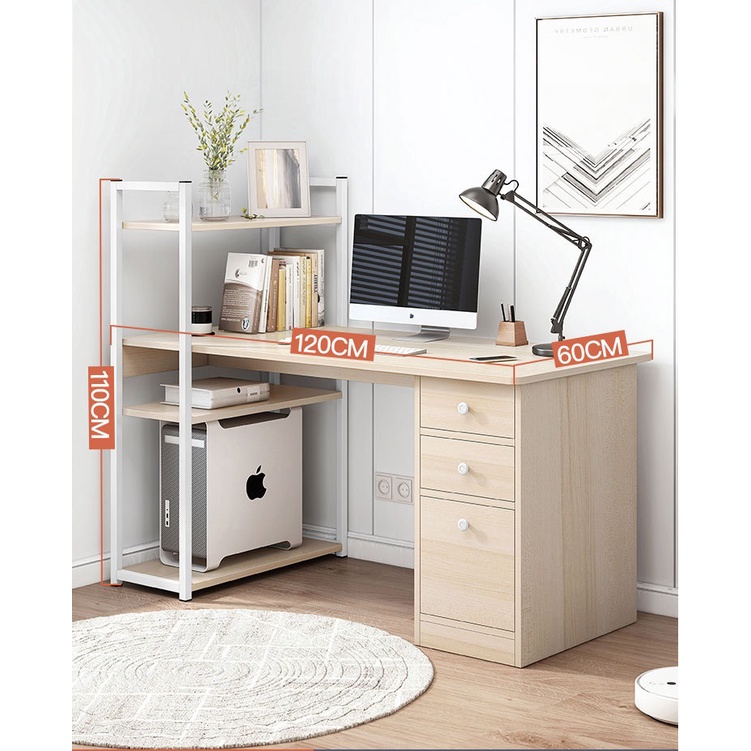 Bàn làm việc văn phòng đa năng liền kệ mẫu mới cao cấp Tâm House B125