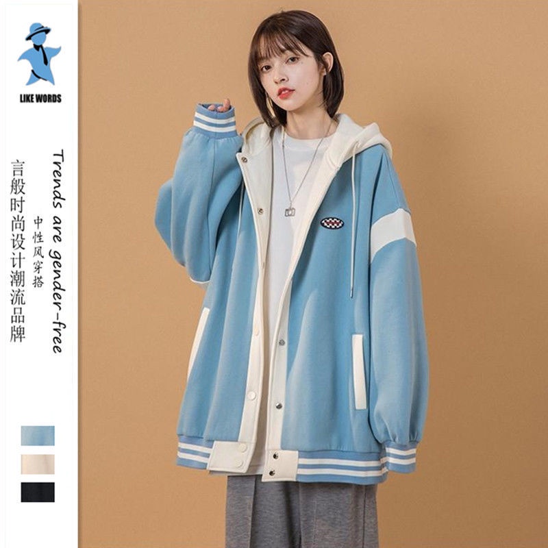 Áo Khoác Bóng Chày Dáng Rộng Phong Cách Retro Hồng Kông Thời Trang Xuân Thu Mới Cho Nữ