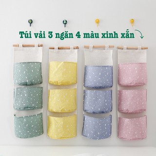 Túi vải treo tường 3 ngăn đựng đồ tiện ích màu xinh xắn