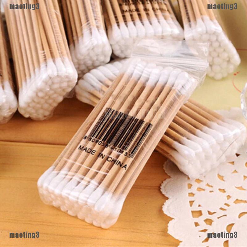 Bộ 30-35 Tăm Bông Cotton Với 2 Đầu Gỗ Độc Đáo