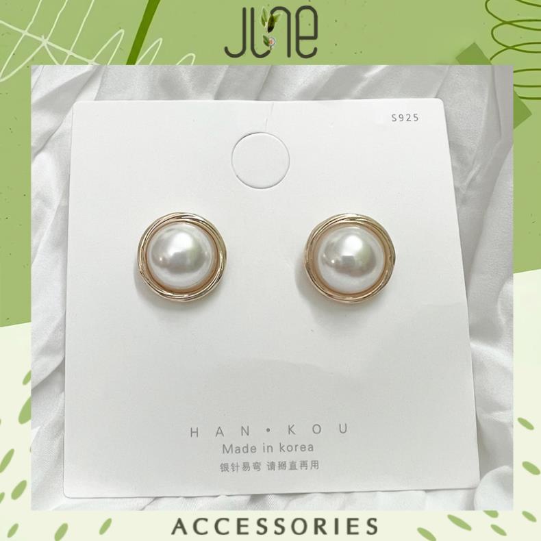 Bông tai hình tròn bạc S925 không gỉ, khuyên tai phụ kiện cho chị em đi chụp ảnh siêu xinh June Accessories