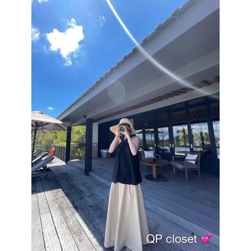 Áo 2 dây xoắn cổ yếm Đen -Nâu | BigBuy360 - bigbuy360.vn