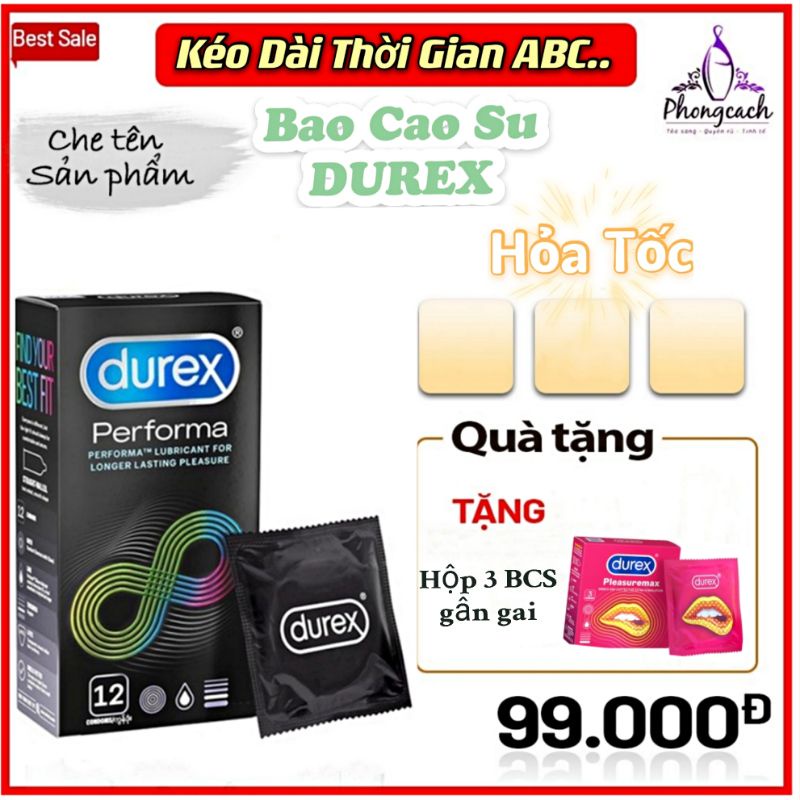 Bao Cao Su Durex performa 12 bao/1 hộp - chống xuất tinh sớm.[đen mã 001]