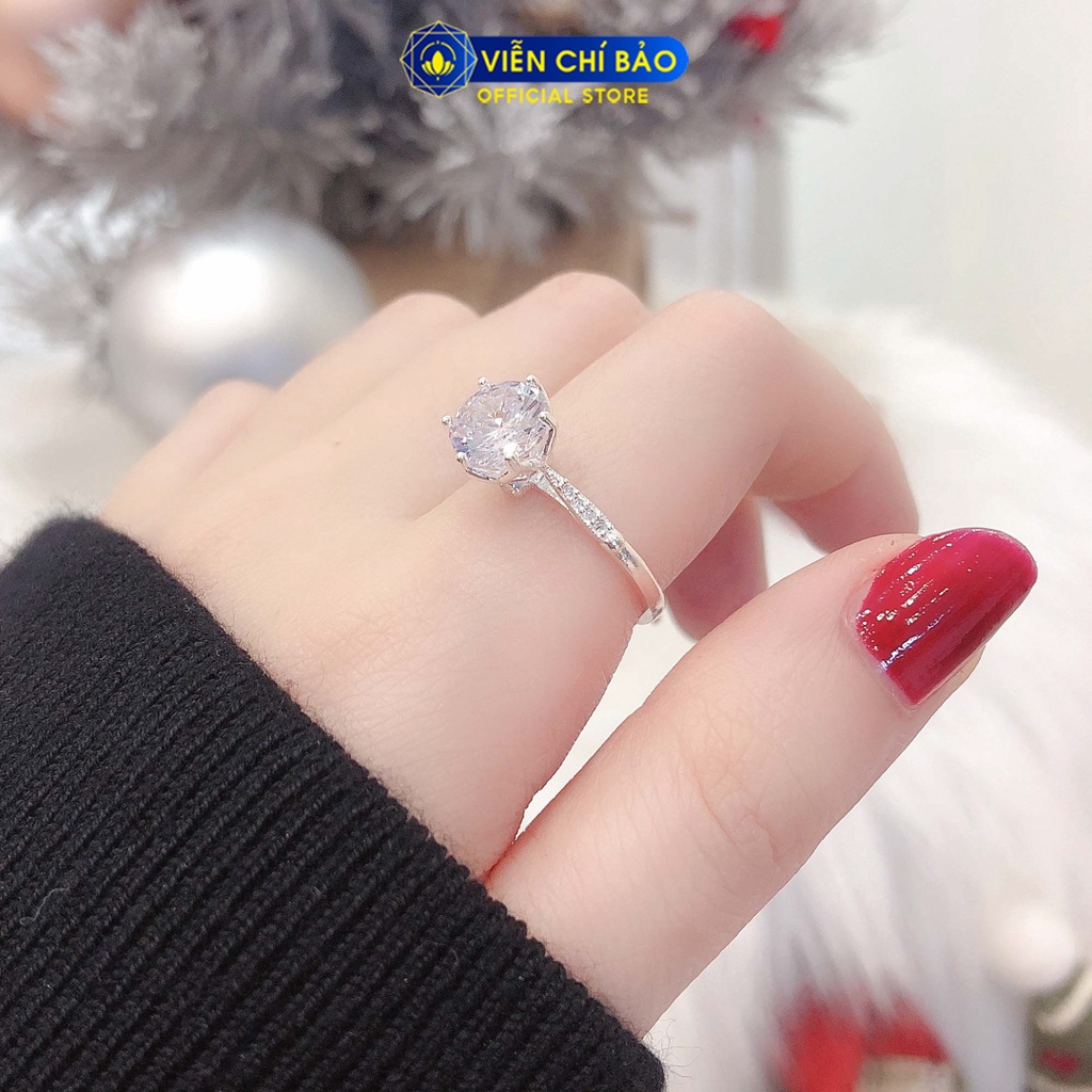 Nhẫn bạc nữ đính đá Nice chất liệu bạc S925 thời trang phụ kiện trang sức nữ thương hiệu Viễn Chí Bảo N400495