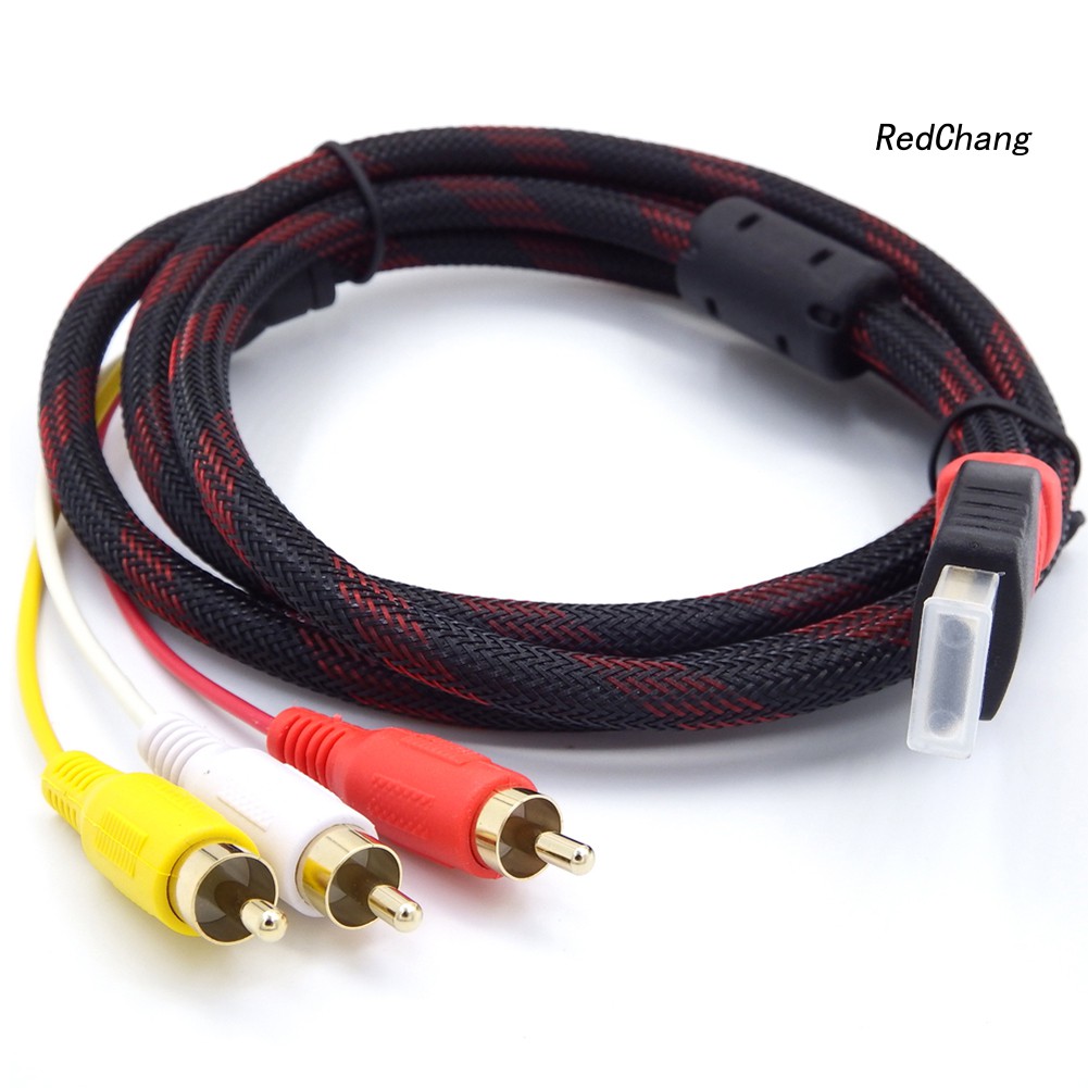 -SPQ- DOONJIEY HDMI Male to 3 RCA AV Composite Male M/M Connector Adapter Cable Cord