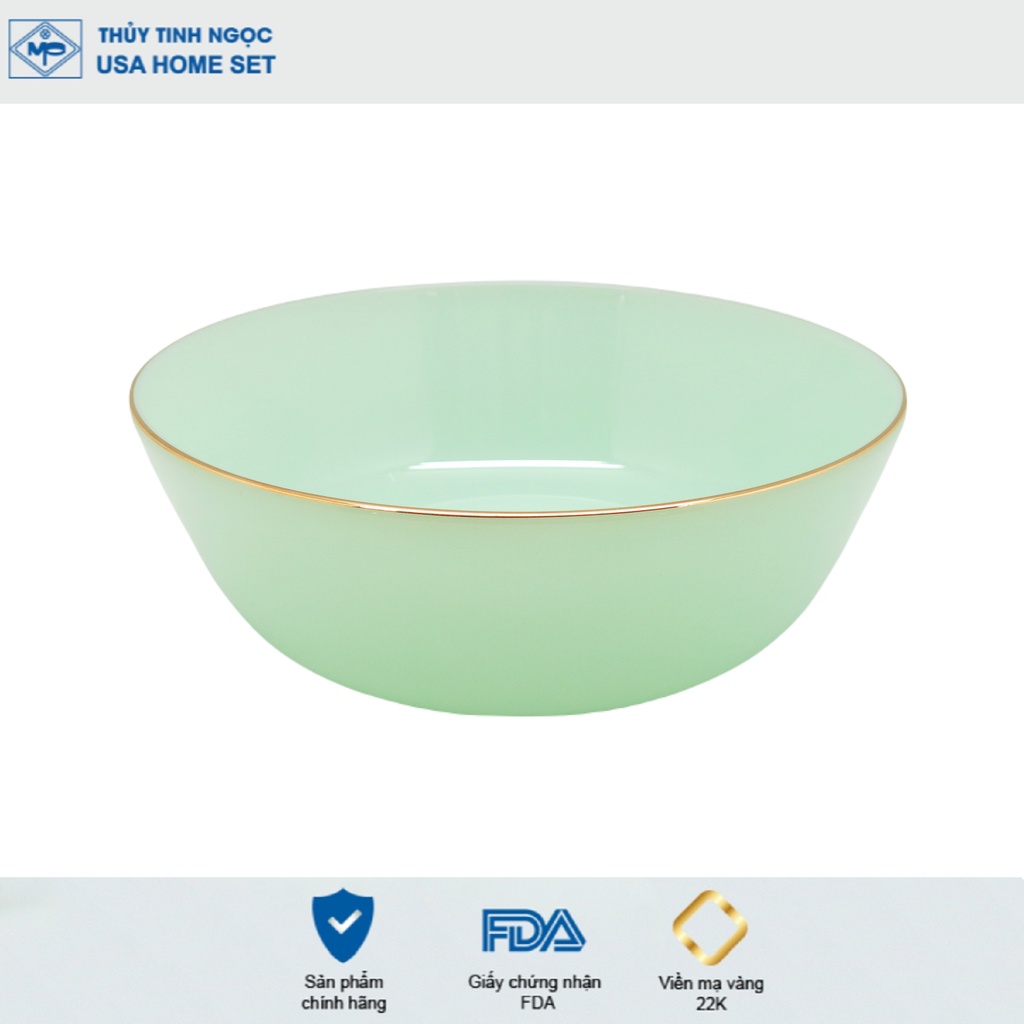 Tô khum / Tô sâu viền vàng 22K Luxury màu xanh lục bảo Thủy tinh ngọc USA Homeset cao cấp nhập khẩu chính hãng