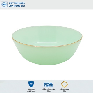 Tô khum / Tô sâu viền vàng 22K Luxury màu xanh lục bảo Thủy tinh ngọc USA Homeset cao cấp nhập khẩu chính hãng