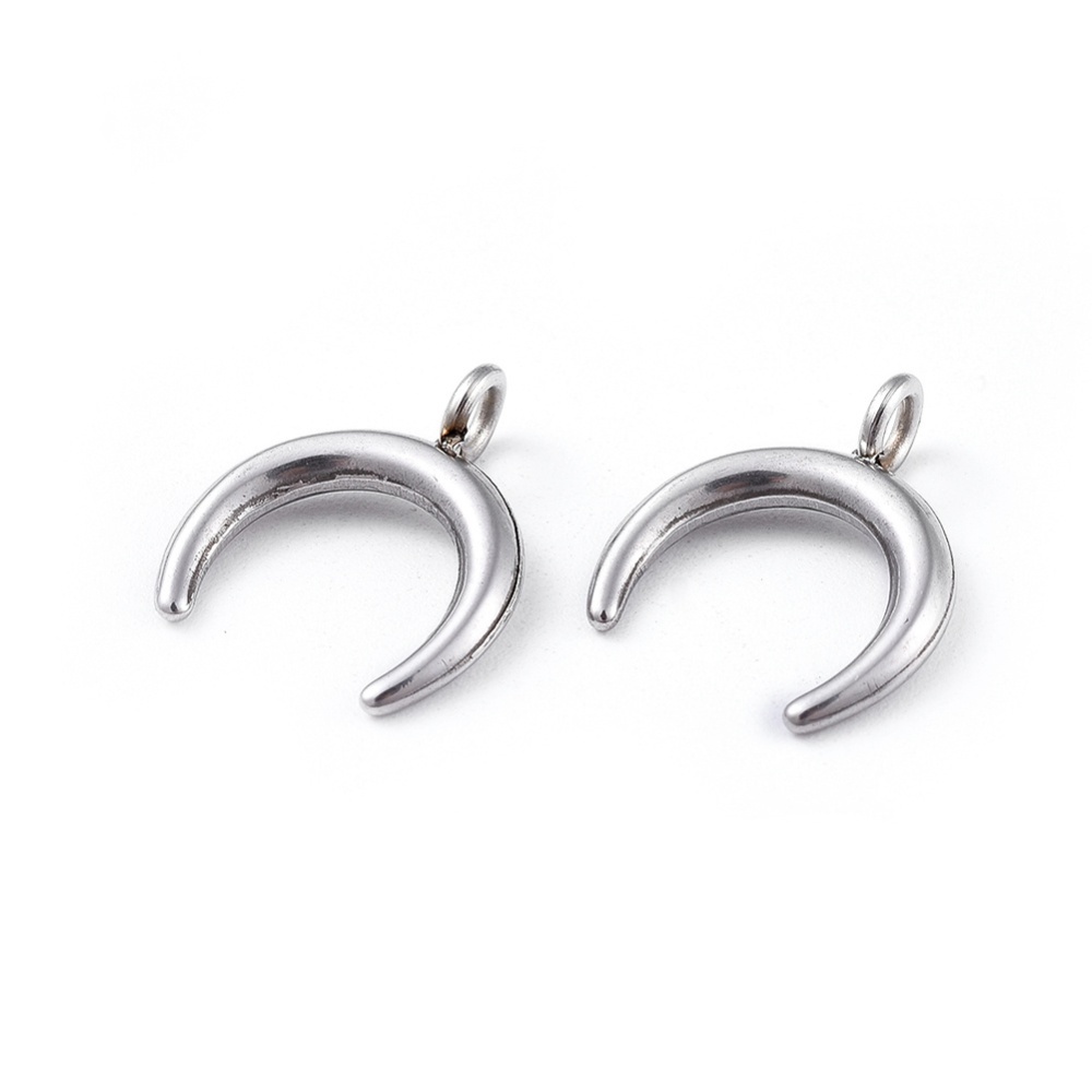 1 Cái ~ 50 Mặt Dây Chuyền Hình Trăng Lưỡi Liềm / Lưỡi Liềm Bằng Thép Không Gỉ 304 Màu Sắc