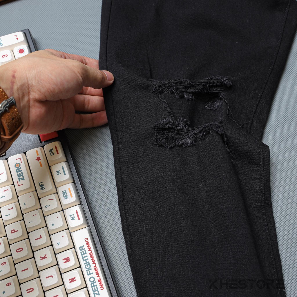 Quần Jeans Nam Khestore NP193 , Jeans TrơnĐen Rách Gối Phong Cách Hàn Quốc | BigBuy360 - bigbuy360.vn