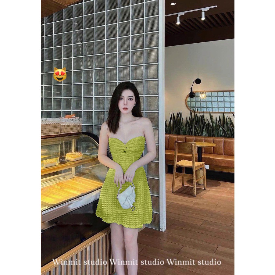 đầm ống chất xốp vảy cá xoắn ngực xòe nhẹ xinh có lót