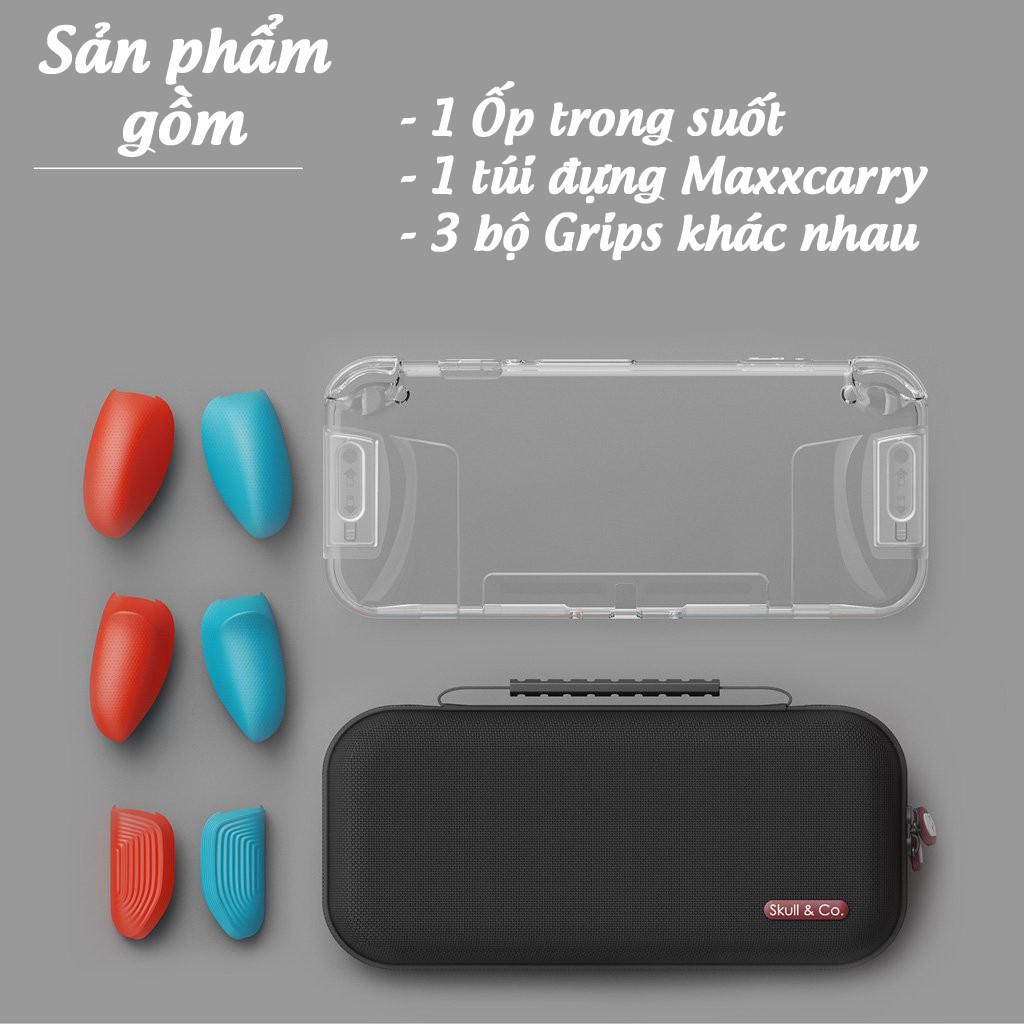 Ốp lưng tay cầm kèm túi đựng cao cấp cho Nintendo Switch chính hãng Skull &amp; Co