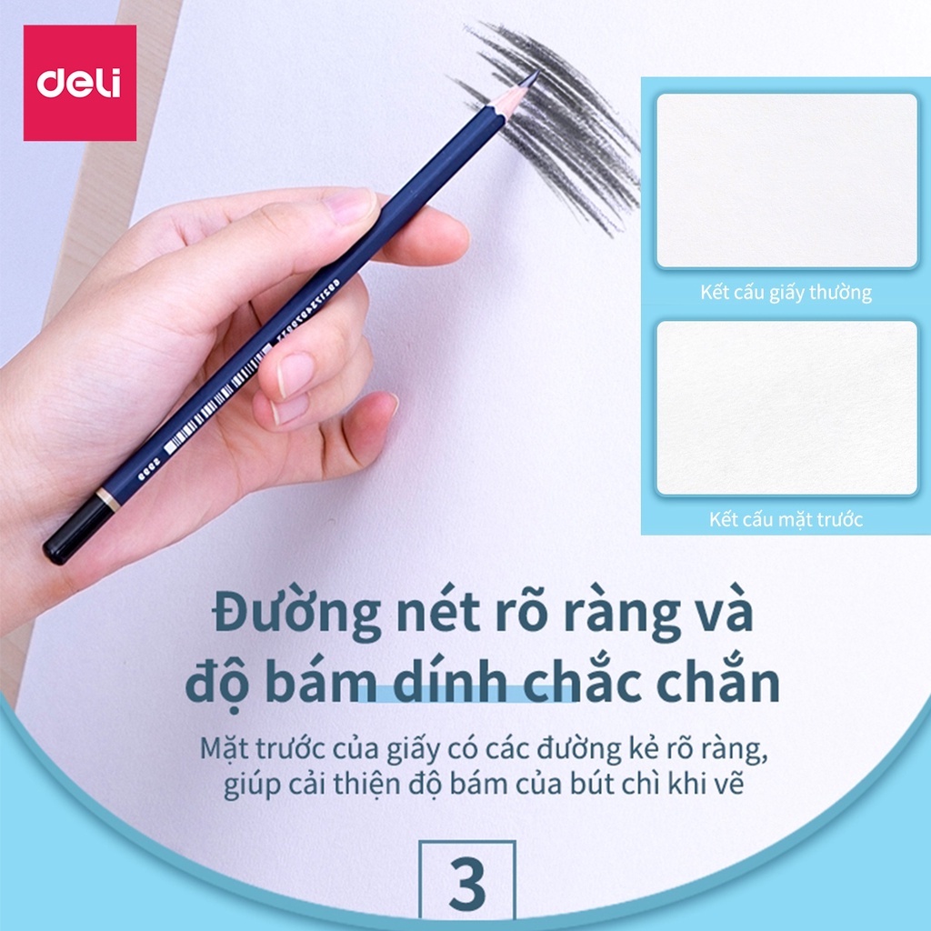 Giấy vẽ chuyên dụng Deli 265x380mm - 110/160/180gsm, 20 tờ - 1 quyển - 73607/73611/73613