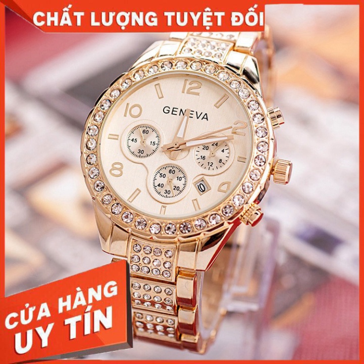 Đồng Hồ Nữ GENEVA Dây Thép Mặt Số Cổ Điển Đính Đá Sang Trọng - HÀNG MỚI VỀ