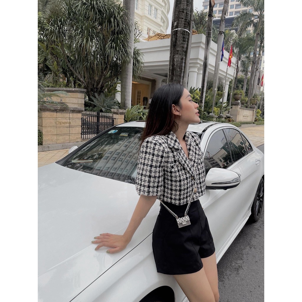 Áo Vest Tweed tay ngắn mix quần short siêu xinh