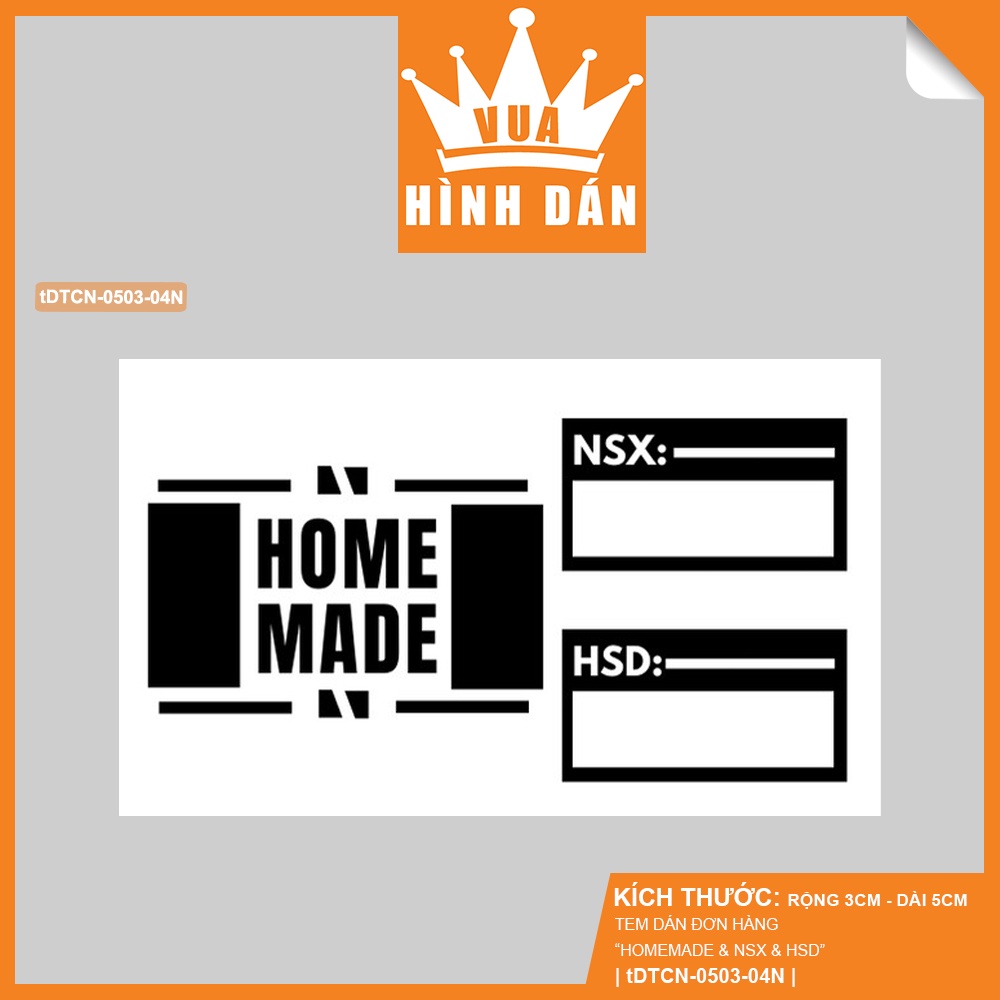 Set 50/100 nhãn dán HOMEMADE có NGÀY SẢN XUẤT NSX, HẠN SỬ DỤNG HSD 5x3cm - tem dán gói hàng, túi sản phẩm cho shop 1.092