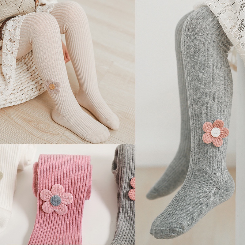 Quần Tất Cotton Lưng Cao Phối Ren Dễ Thương Cho Bé Gái 0-8 Tuổi