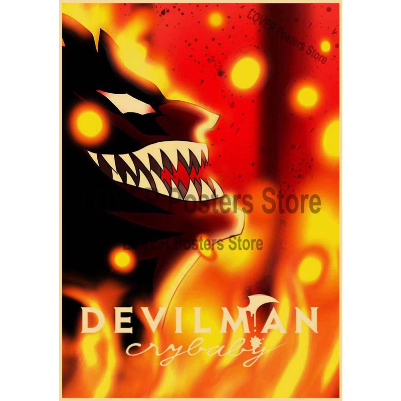 Tấm Áp Phích In Họa Tiết Hoạt Hình Anime Devilman Crybaby HD Phong Cách Nhật Bản Cổ Điển Trang Trí Nhà Cửa/Quán Bar
