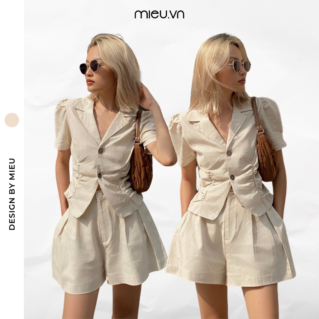 Áo sơ mi kiểu cổ danton nhún thun thanh lịch by MIEU - JJ25