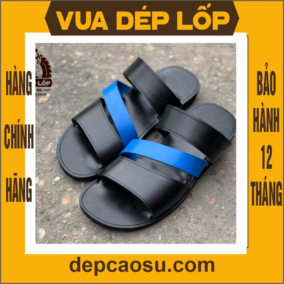 Dép 3 quai chéo màu xanh lam đế cao 2,5cm