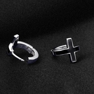 Khuyên Tai Bạc, Khuyên Tai Chữ Thập Dành Cho Nam Đường Kính 17mm Chất Liệu Bạc 925 Không Gỉ Bán Theo Chiếc