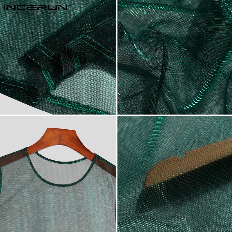 Áo croptop INCERUN sát nách thiết kế xuyên thấu thời trang mùa hè quyến rũ cho nam