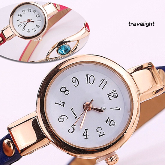 Đồng Hồ Dây Đeo Giả Da ĐíNh HạT Trang Trí MàU Xanh Cho Nữ