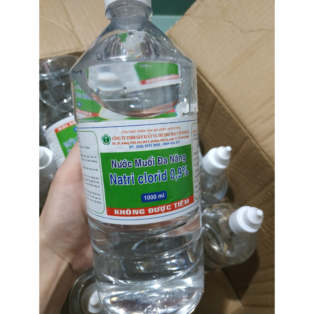 Nước muối sinh lý Natriclorid 0.9% 1000ml nước xúc miệng rửa mặt làm sạch mụn( 1 chai)