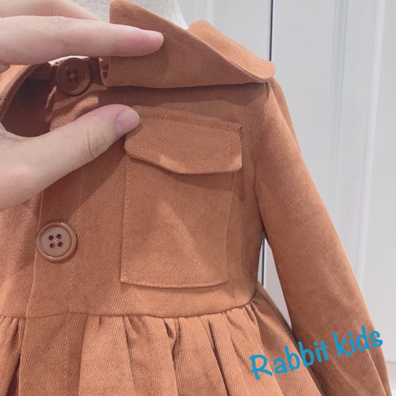 Váy Thu Đông Cho Bé Gái 💝FREESHIP💝 Đầm Dài Tay Cho Bé 7 – 32kg Chất Nhung Tếch Mềm Mại Ấm Ấp Màu Vàng Cực Tây