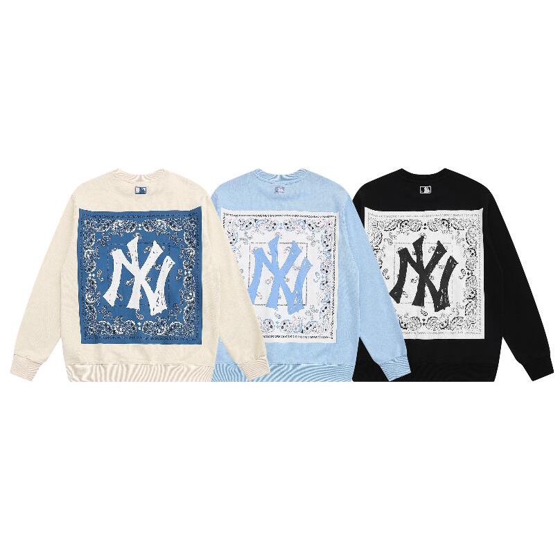 ❤❀  ❤ Mlb Áo Nỉ Dài Tay Cổ Tròn Thêu Họa Tiết Thời Trang Cho Nam Nữ