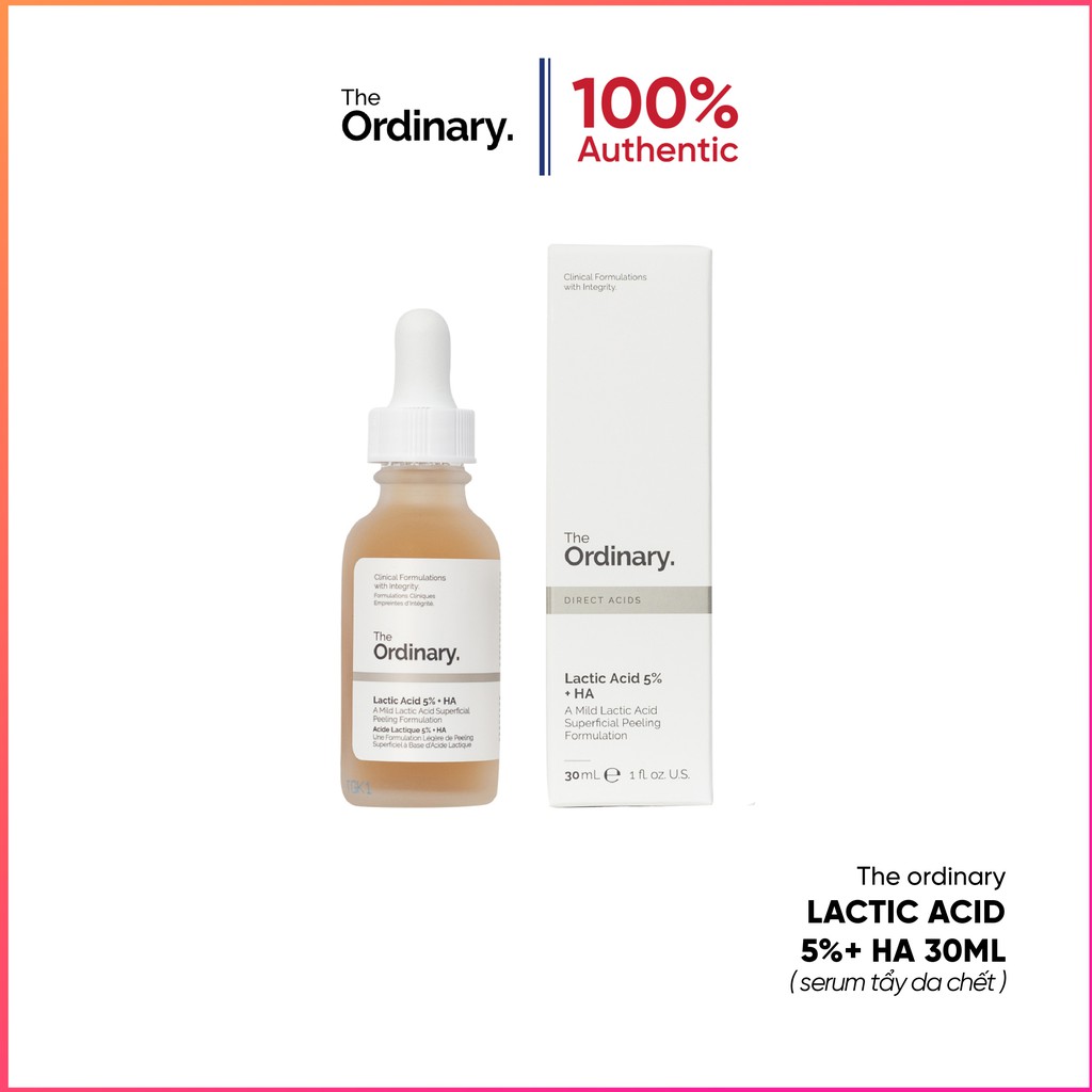 (Hàng Auth,có bill) Serum AHA tẩy da chết The Ordinary Lactic Acid 5% + HA 30ml