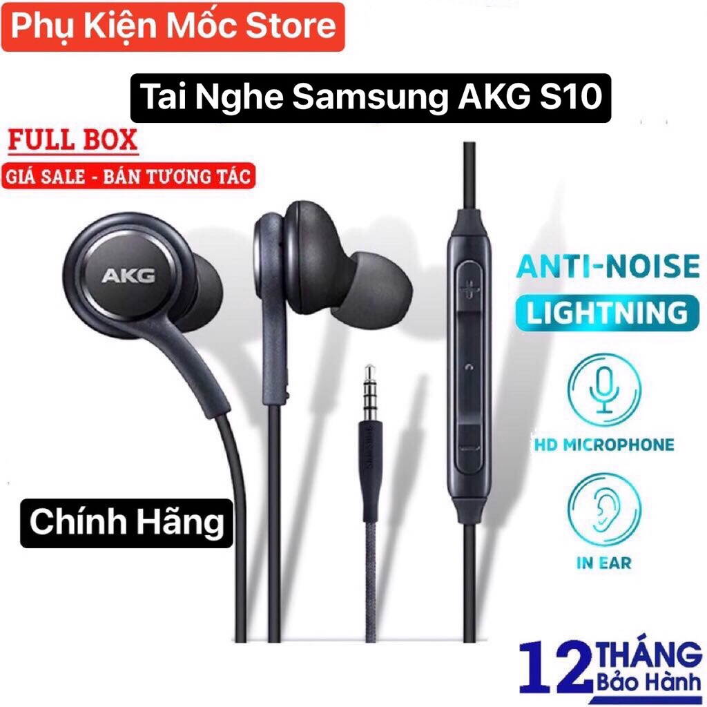 Tai Nghe Nhét Tai AKG S10 chân tròn 3.5m cho điện thoại S9/S10, âm bass nghe cực tốt, âm thanh rõ ràng, hàng full box