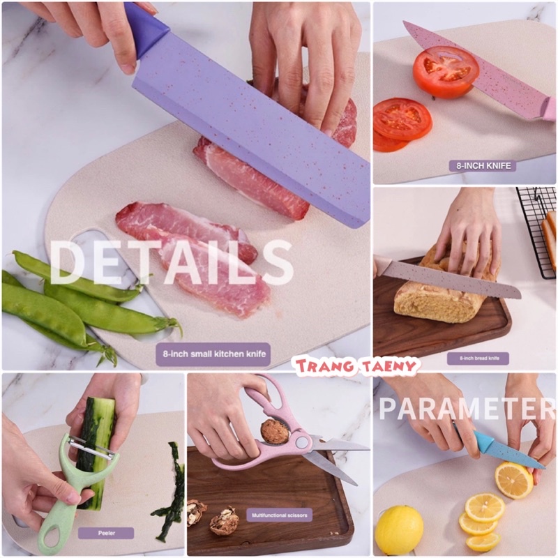 Bộ 6 dụng cụ dao kéo lúa mạch làm bếp