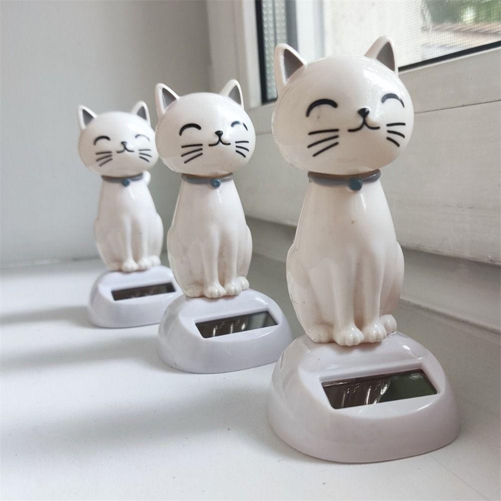 Chú Mèo Lắc Đầu Sử Dụng Năng Lượng Mặt Trời Trang Trí Bảng Điều Khiển Xe Hơi