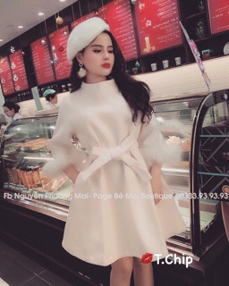 Váy dạ tay lông (kèm ảnh thật )