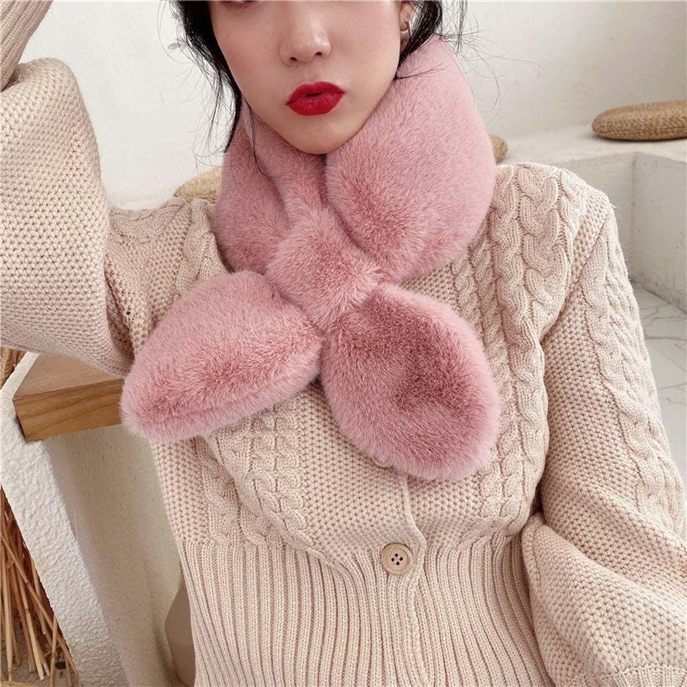 Khăn Choàng Cổ Bằng Vải Lông Màu Trơn Thoải Mái Dễ Thương Cho Nữ