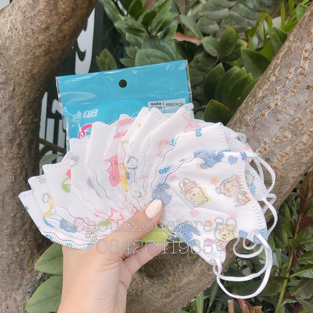 [Có Sẵn] 1 Thùng 30 Túi (1 Túi 10 chiếc) Khẩu Trang 6D Q6 Kids Siêu Kháng Khuẩn In Hình Hoạ Tiết Cho Bé Từ 2 - 5 Tuổi
