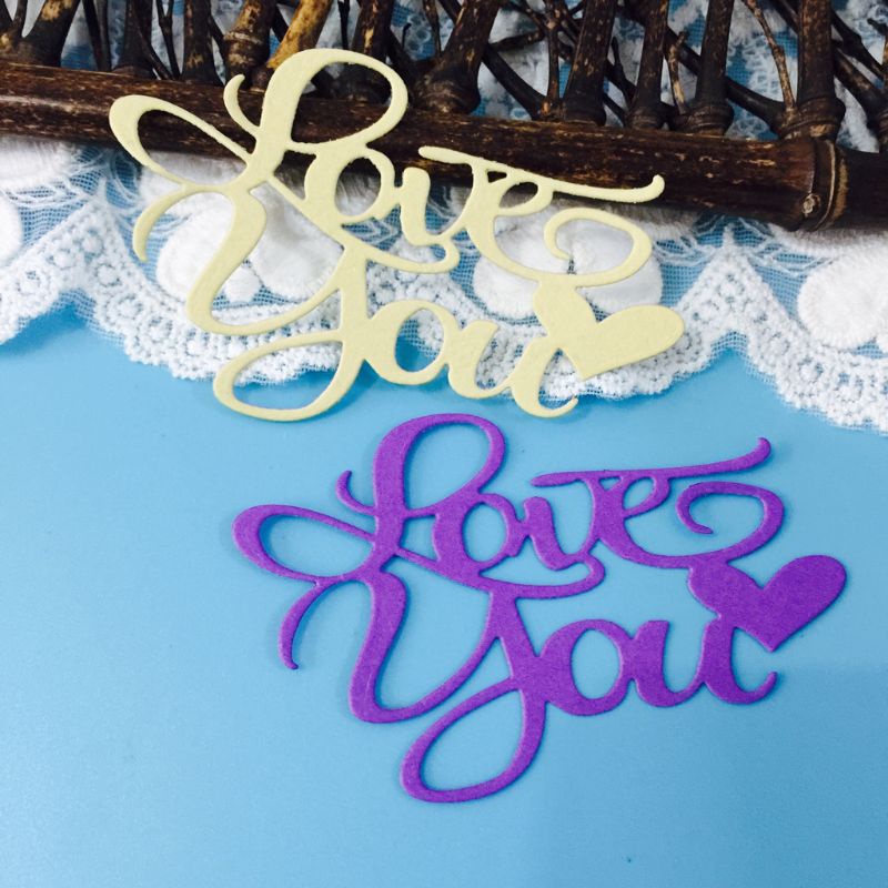 Khuôn Cắt Giấy Kim Loại Hình Trái Tim Chữ Love You Dùng Trang Trí Album Ảnh Diy