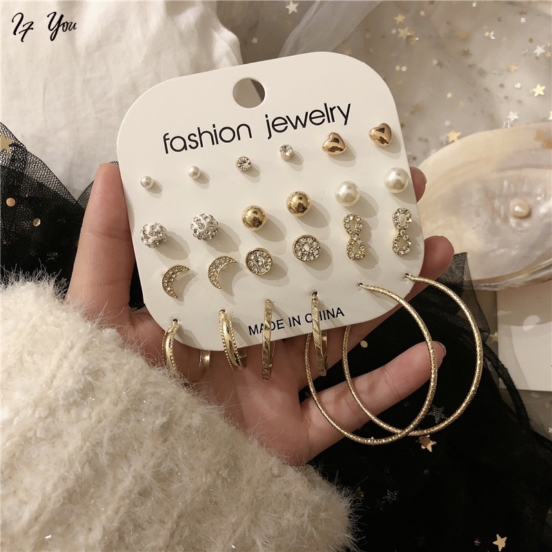 Set khuyên tai nhiều kiểu dáng tùy chọn phong cách thời trang cho nữ