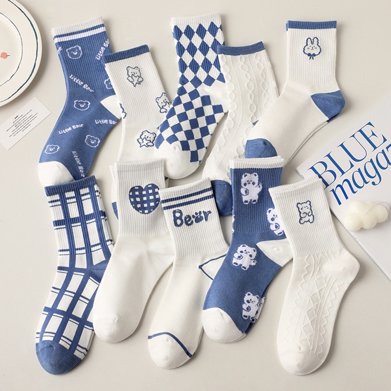 Đôi vớ thể thao cổ cao in họa tiết đa dạng phong cách mùa thu cho unisex