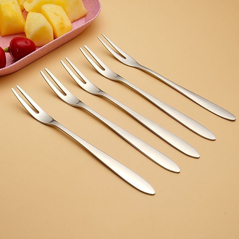 🍉Dĩa Inox Cao Cấp Mạ Vàng/ Mạ Bạc 13cm - Dĩa Ăn Trái Cây Loại Đẹp DUASHOP.