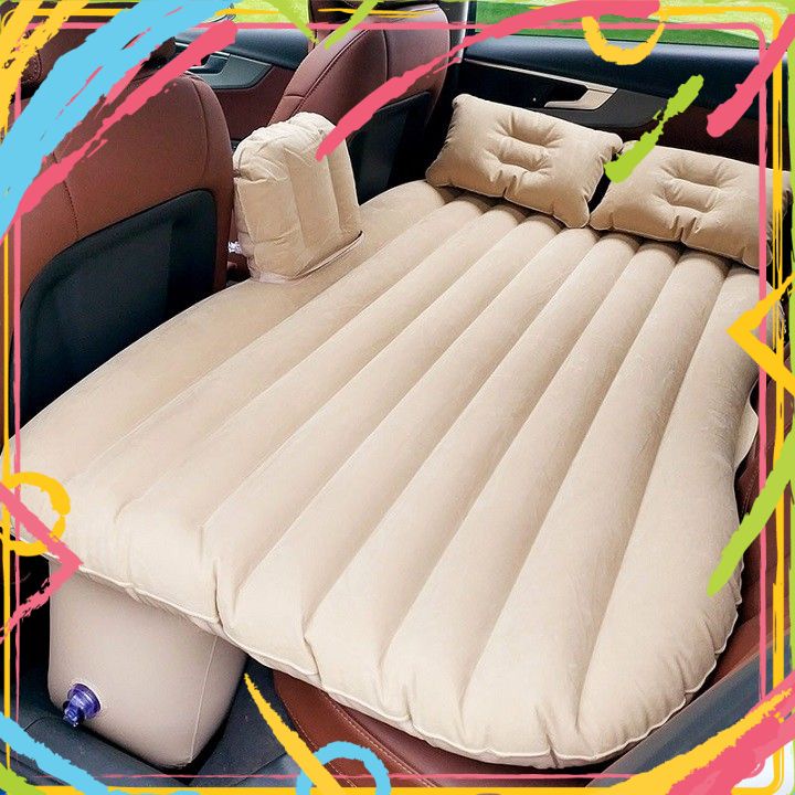 Đệm Hơi Ô Tô ⚡FREESHIP⚡ Đệm Hơi Du Lịch Thông Minh Nhiều Màu Cho Xe Hơi Ô Tô Kèm Bơm Điện Tiện Dụng