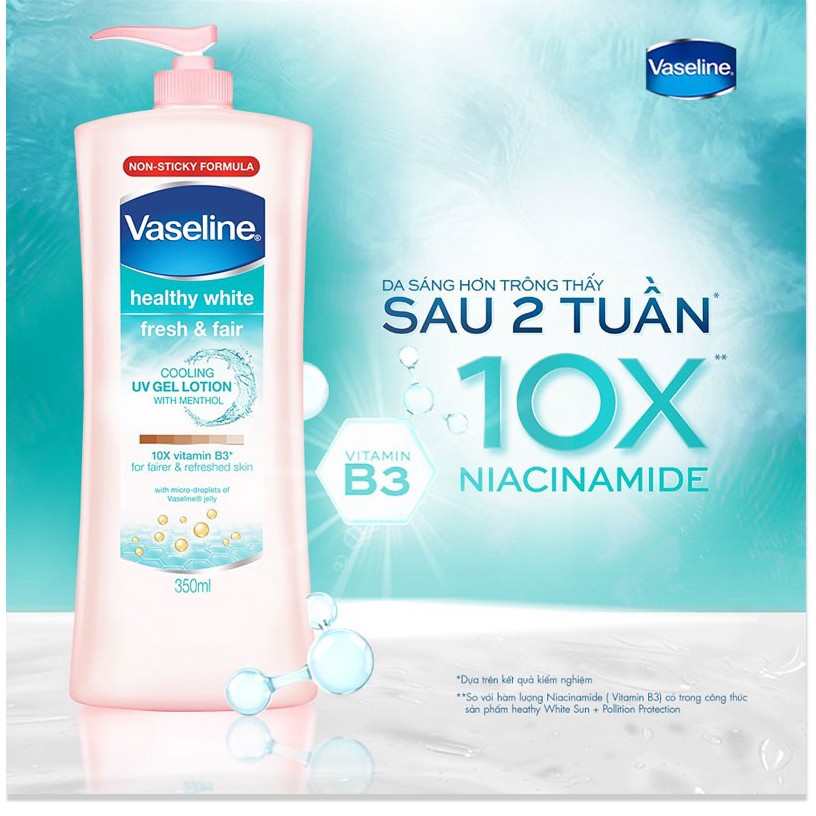 [Mã giảm giá sỉ mỹ phẩm chính hãng] Combo Sữa Dưỡng Thể Vaseline Dịu Mát Sáng Da Healthy White Fresh & Fair Cooling UV G