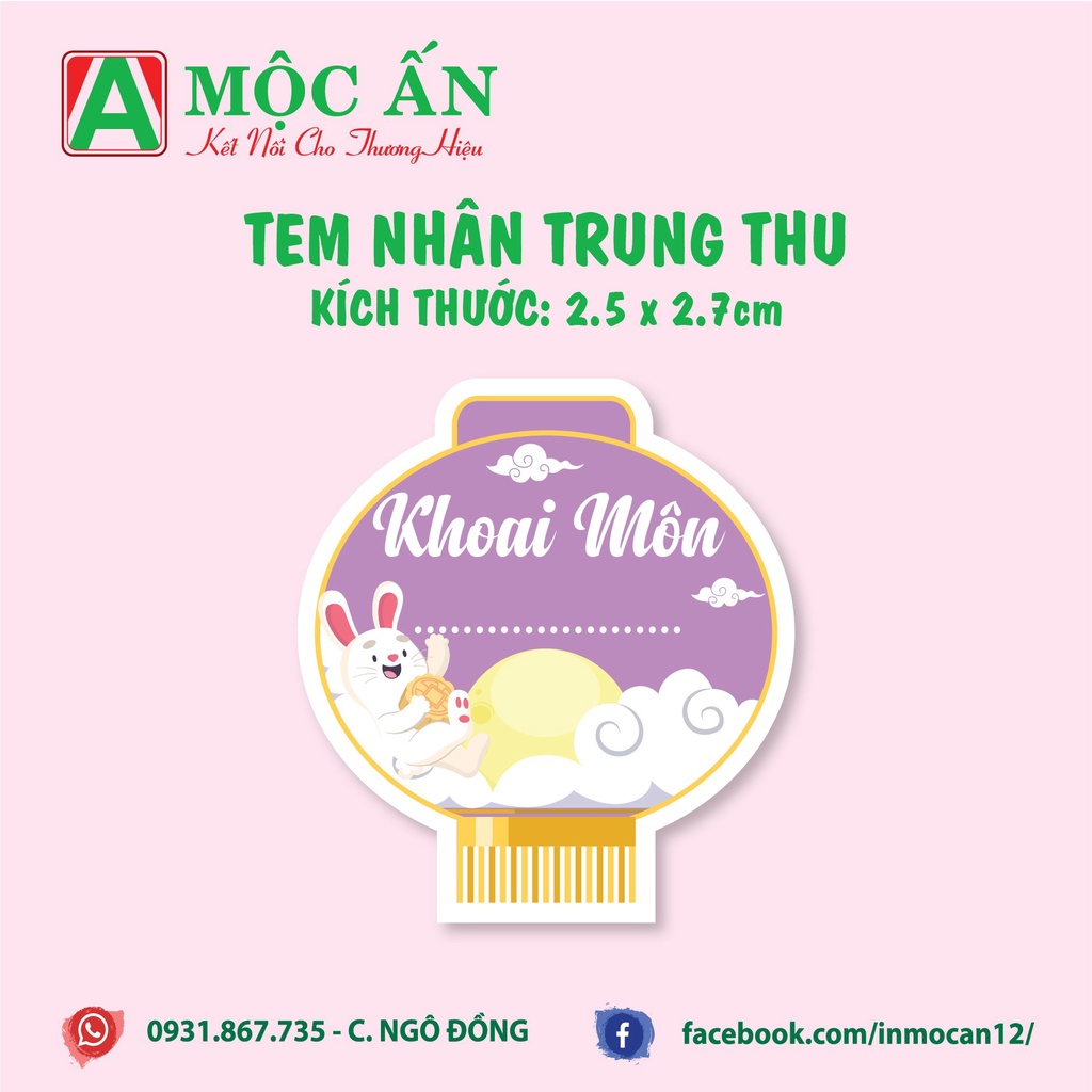 Tem Dán Nhân Bánh Trung Thu Hình Lồng Đèn, Hàng Sẵn, Dày Đẹp
