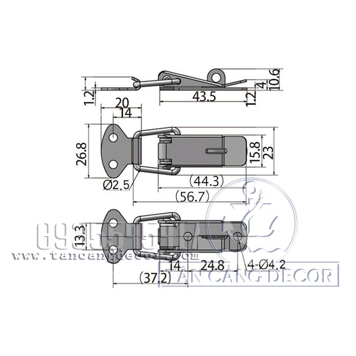 Khóa gài Inox 201 Size S 56.7mm - A050050