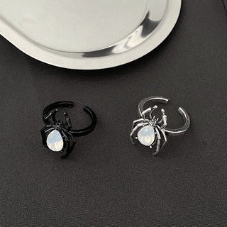 Nhẫn Mạ Bạc Đen Hình Nhện Đính Đá Pha Lê