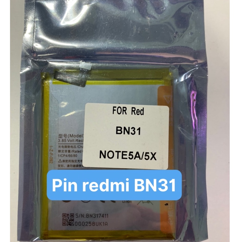 Pin chính hãng Xiaomi BN31 / MiA1 / MI5X / Redmi note 5a / note 5a prime - 3080mAh / Có bảo hành