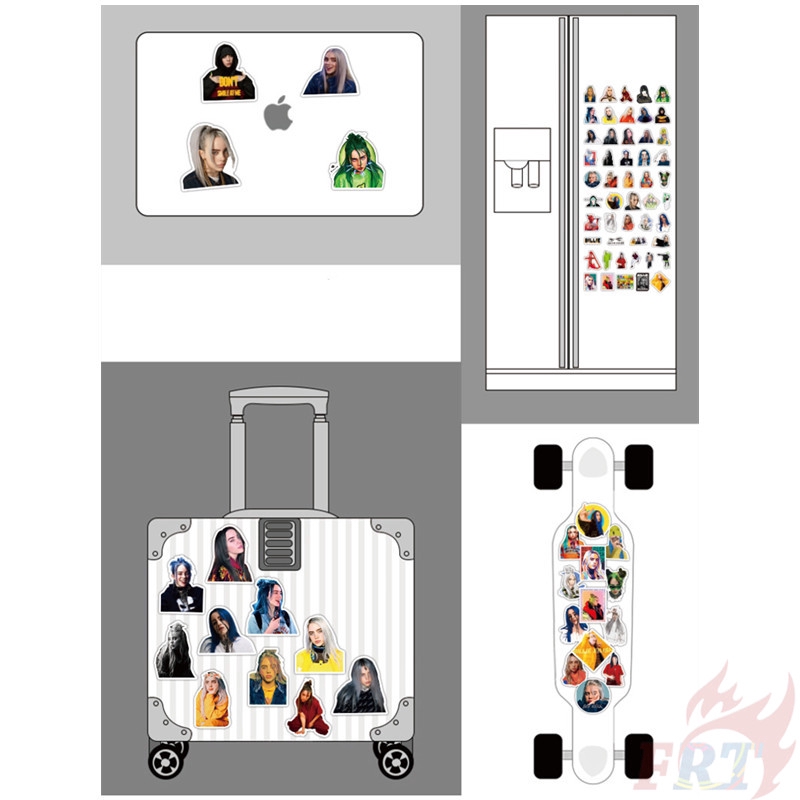 ❉ Billie Eilish Series 04 - Pop Singer Superstar Stickers ❉ 50Pcs/Set DIY Fashion Mixed Doodle Decals Stickers