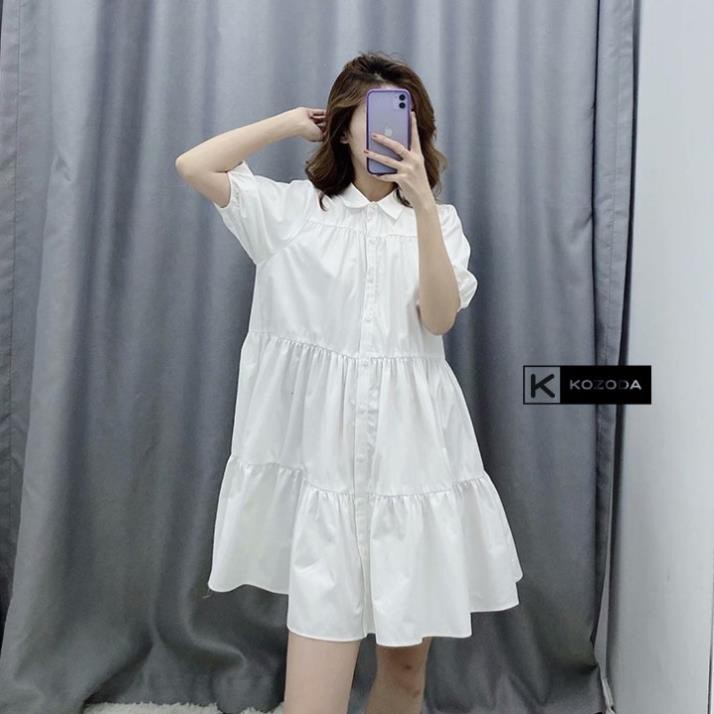 Đầm Babydoll Váy Trắng sơ mi ulzzang công chúa đi biển dài xếp ly suông đẹp nữ dài qua gối thiết kế đuôi cá Kozoda D8 ་