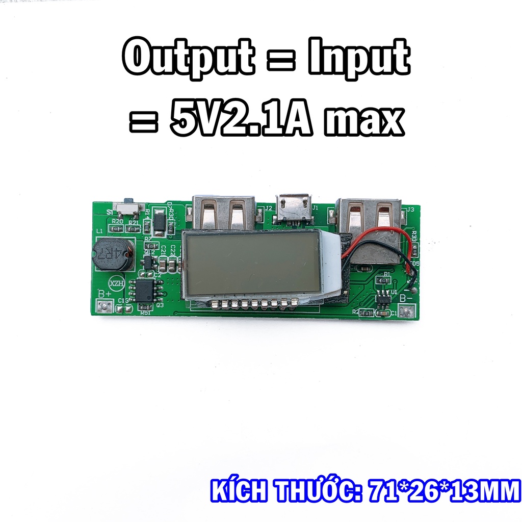 Mạch sạc dự phòng LCD 5V2.1A màu xanh - tháo máy
