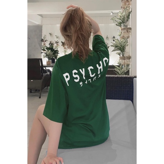 Áo thun tay lỡ Xanh Lá PSYCHO - T&A store - form rộng unisex, áo phông nam nữ hottrend 2022 phong cách Ulzzang